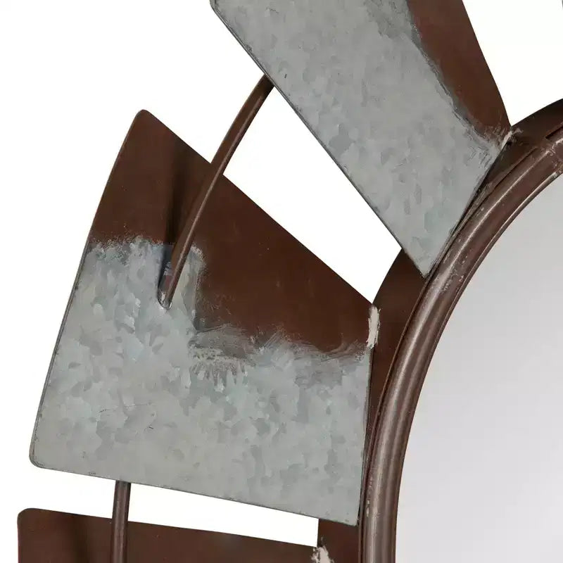 Miroir mural en métal rond argenté – Moulin à vent – 81 cm