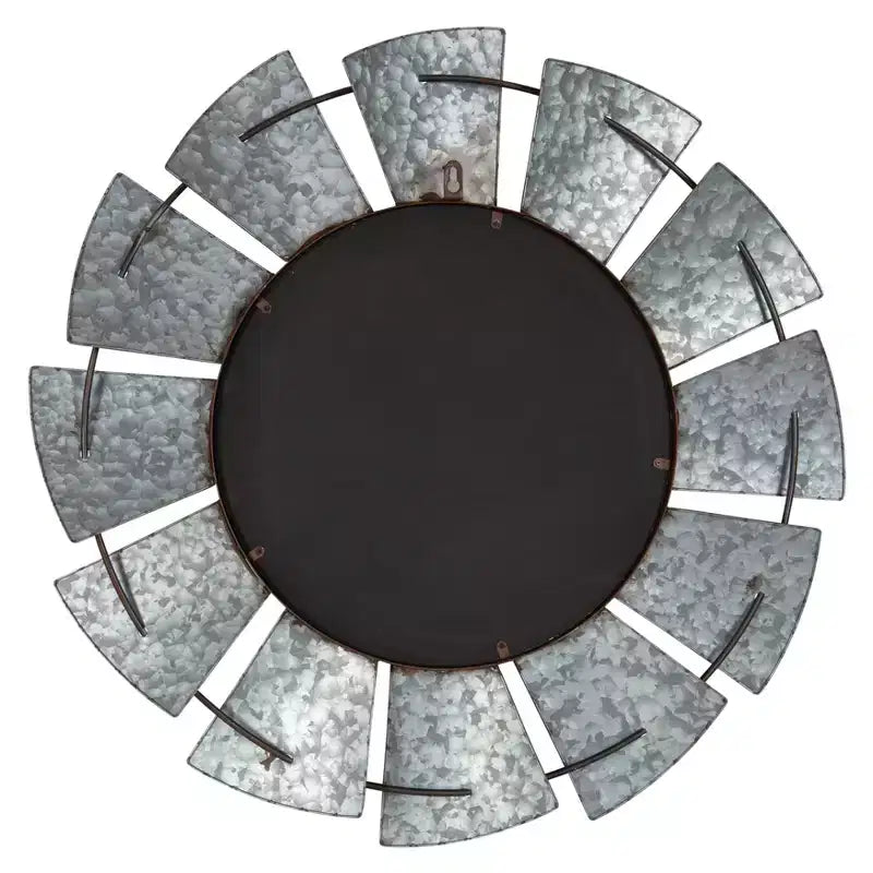 Miroir mural en métal rond argenté – Moulin à vent – 81 cm