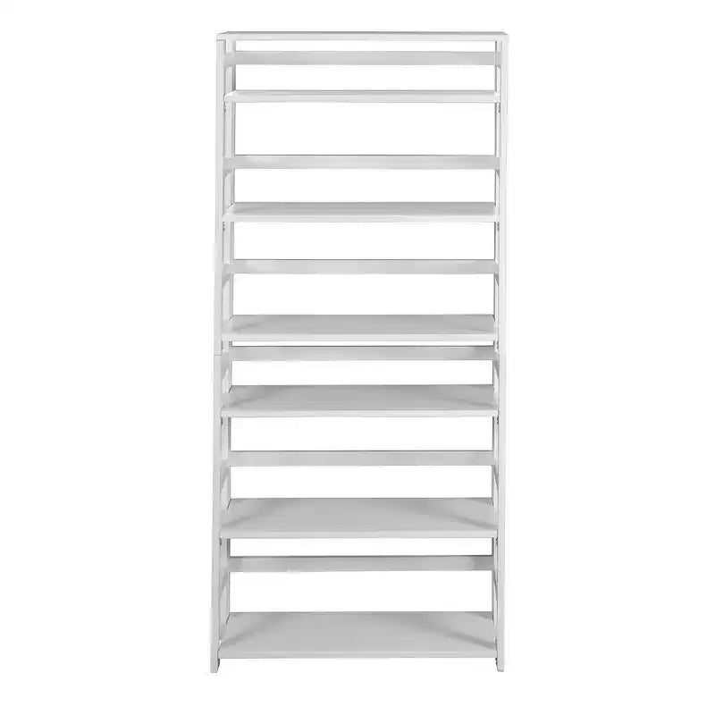 Bibliothèque pliante blanche, 6 étagères, 170 cm
