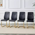 Faux Leather Dining Chairs Set of 4,Modern High Back Armless Upholstered Kitchen Chairs,Kitchen Chair with Metal Leg for Kitchen Dining Room