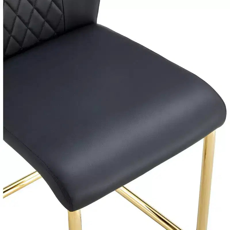 Chaises de salle à manger sans accoudoirs en similicuir noir à dossier haut, lot de 4