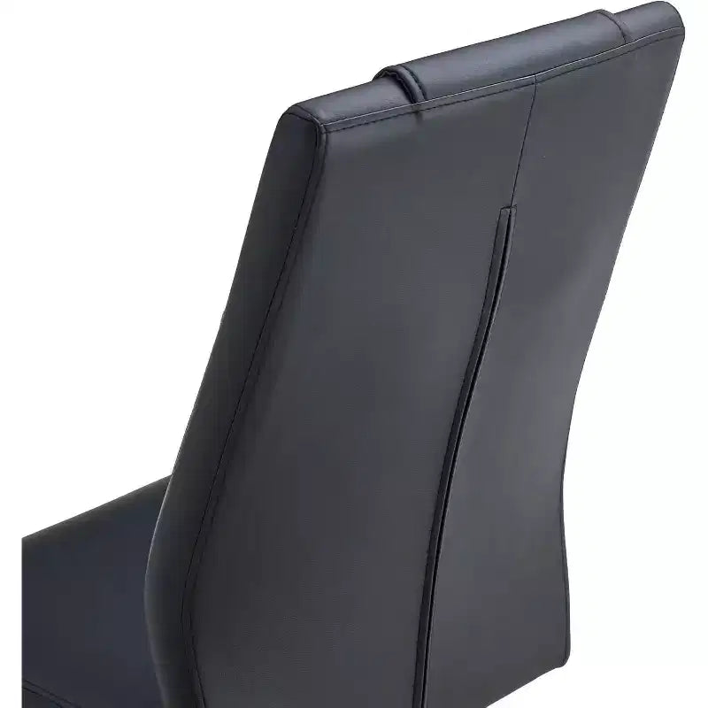Chaises de salle à manger sans accoudoirs en similicuir noir à dossier haut, lot de 4