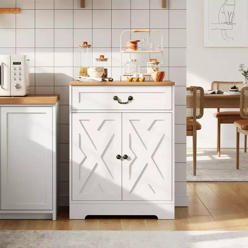 Meuble de Bar à Café de Ferme Blanc – Style 2 ou 4 Portes, Monoposte
