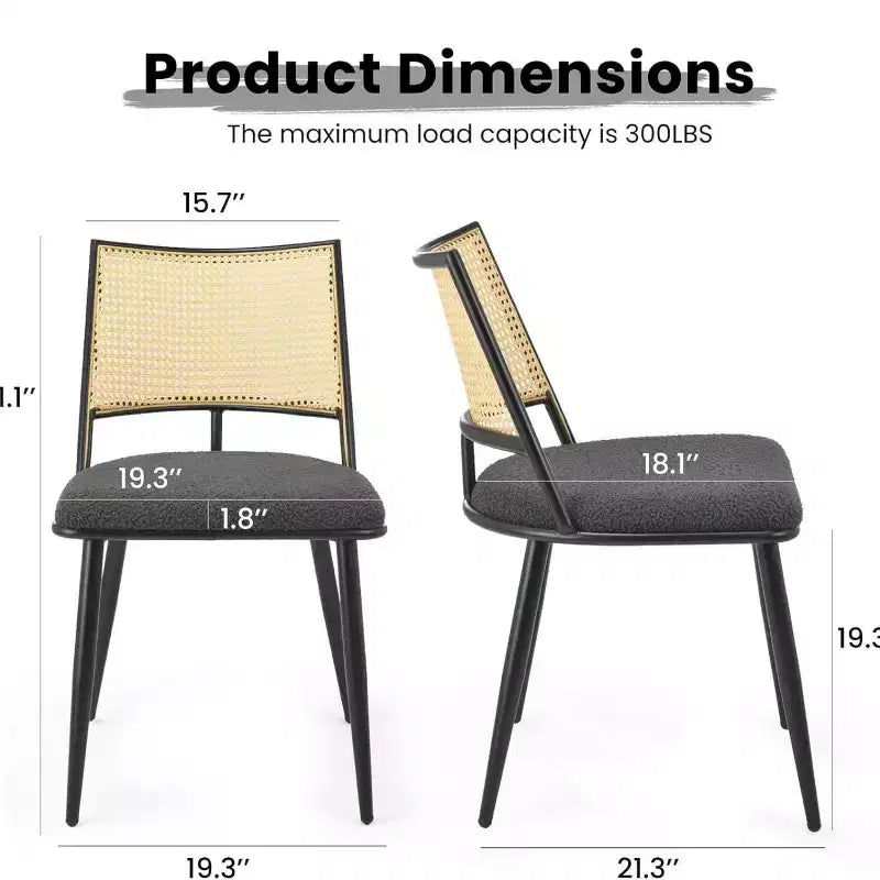 Tabourets de bar hauteur comptoir, revêtement velours, dossier en rotin, Bleu / Gris foncé / Gris / Blanc, Lot de 2