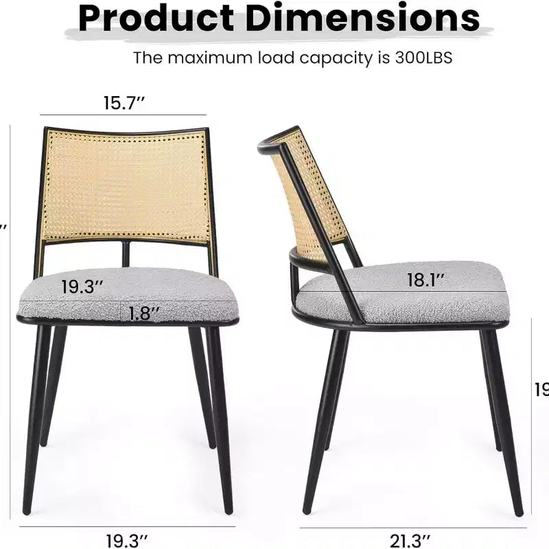 Tabourets de bar hauteur comptoir, revêtement velours, dossier en rotin, Bleu / Gris foncé / Gris / Blanc, Lot de 2
