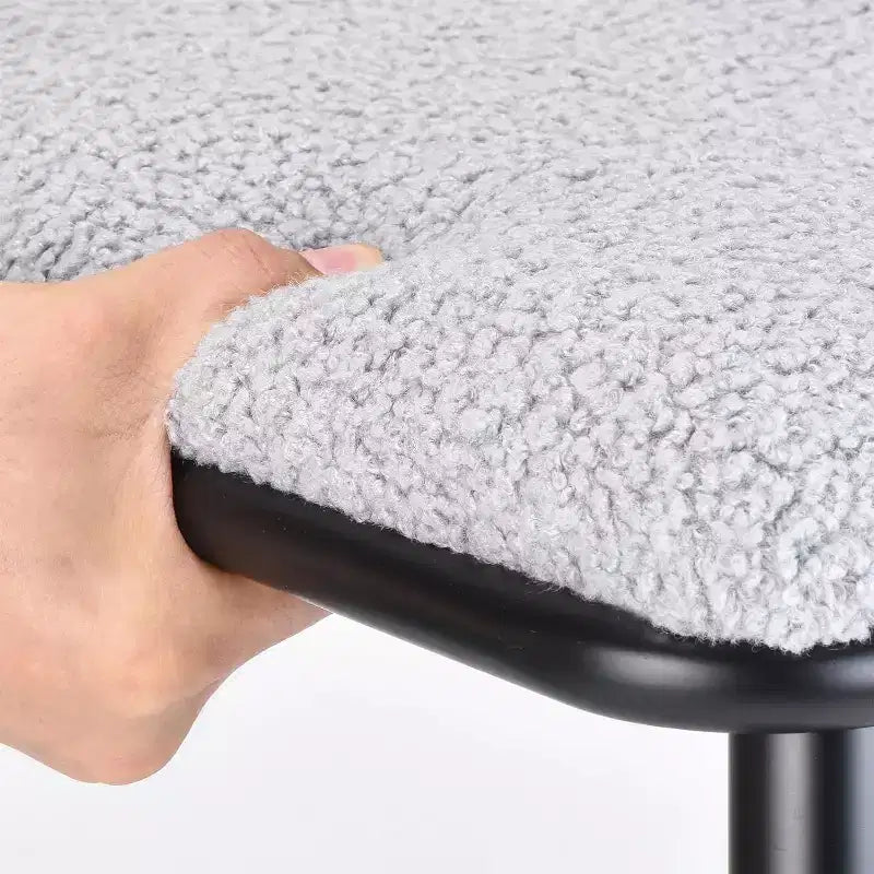 Tabourets de bar hauteur comptoir, revêtement velours, dossier en rotin, Bleu / Gris foncé / Gris / Blanc, Lot de 2