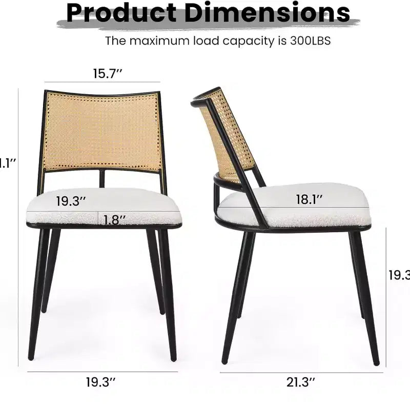Tabourets de bar hauteur comptoir, revêtement velours, dossier en rotin, Bleu / Gris foncé / Gris / Blanc, Lot de 2