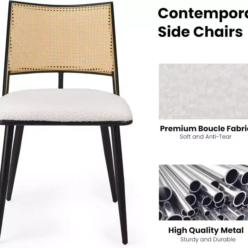 Tabourets de bar hauteur comptoir, revêtement velours, dossier en rotin, Bleu / Gris foncé / Gris / Blanc, Lot de 2