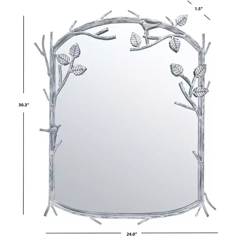 Miroir mural encadré argenté, 61 cm (l) x 77 cm (h), 1 personne