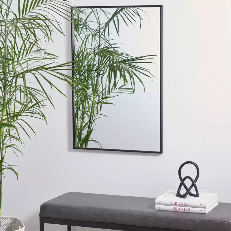 Miroir mural rectangulaire à cadre noir, 61 x 91 cm, 1 personne