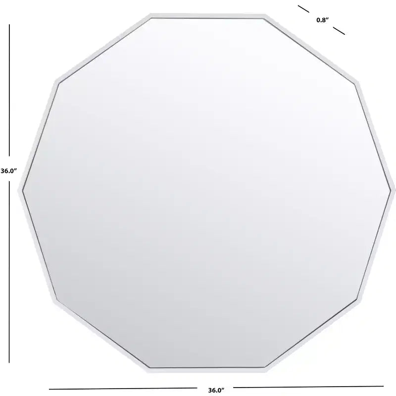 Miroir Mural Décagonal Noir / Laiton / Argent / Blanc – Encadré, Simple, 91,44 cm × 91,44 cm