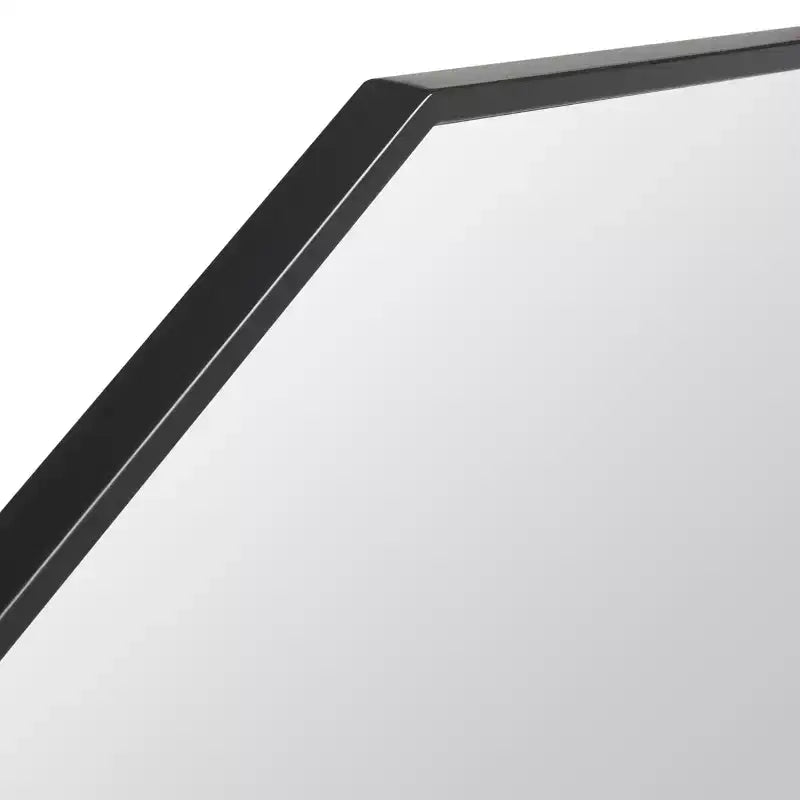 Miroir Mural Décagonal Noir / Laiton / Argent / Blanc – Encadré, Simple, 91,44 cm × 91,44 cm
