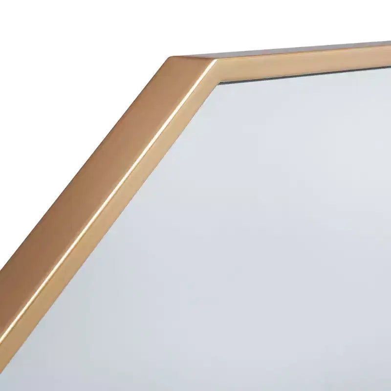 Miroir Mural Décagonal Noir / Laiton / Argent / Blanc – Encadré, Simple, 91,44 cm × 91,44 cm