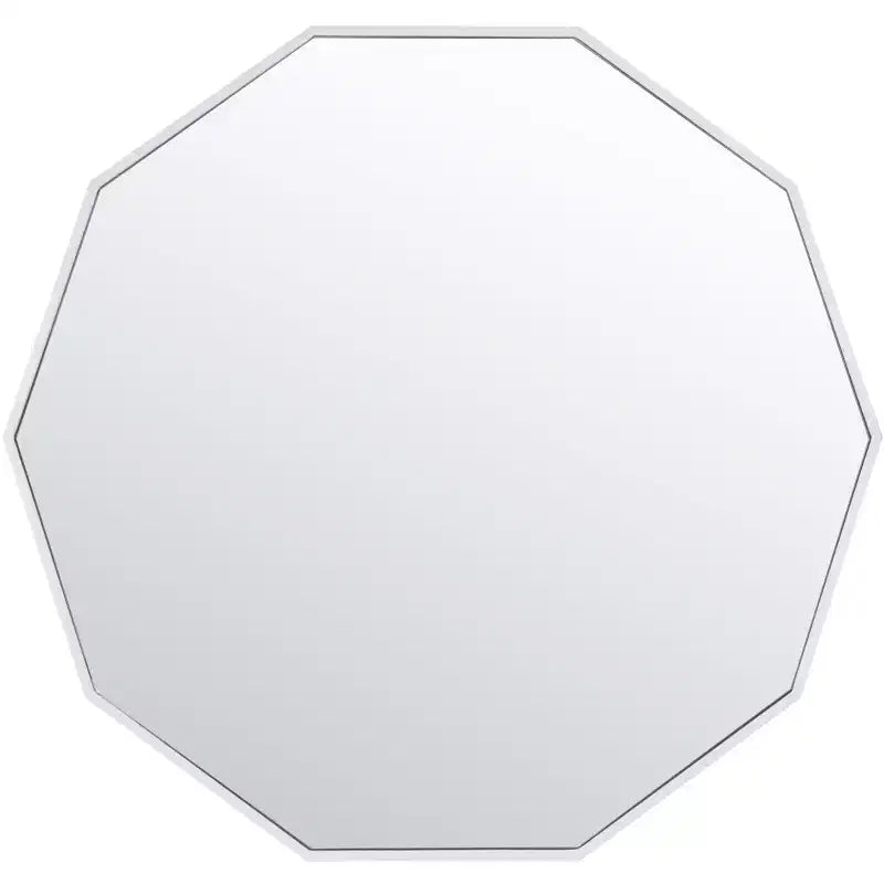 Miroir Mural Décagonal Noir / Laiton / Argent / Blanc – Encadré, Simple, 91,44 cm × 91,44 cm