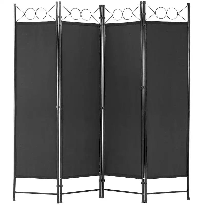 4 Panel Room Divider 5.6FT Steel Frame Screen Folding Privacy Divider Freestanding Partition for Home Office Bedroom (Black)