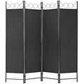 4 Panel Room Divider 5.6FT Steel Frame Screen Folding Privacy Divider Freestanding Partition for Home Office Bedroom (Black)