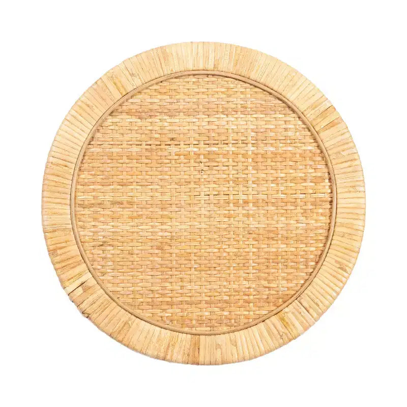Table d'appoint ronde en rotin marron, 2 niveaux, disponible en 3 tailles