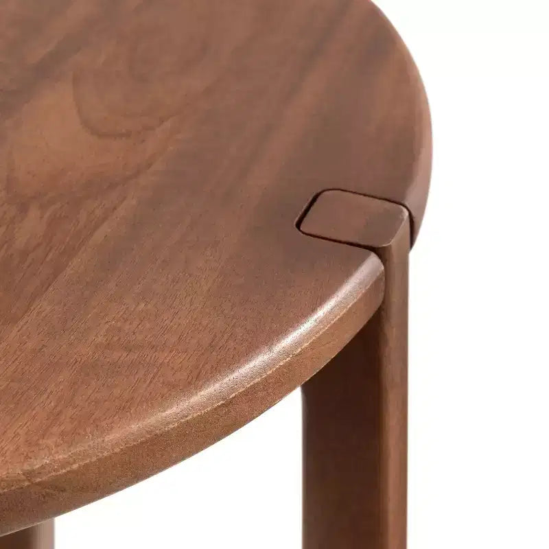 Table d'appoint ronde en bois – Noir / Noyer, pieds arqués