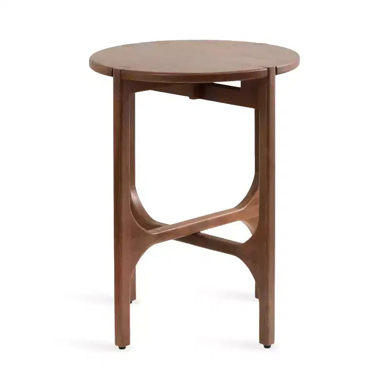 Table d'appoint ronde en bois – Noir / Noyer, pieds arqués