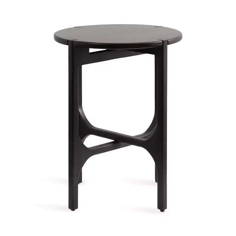 Table d'appoint ronde en bois – Noir / Noyer, pieds arqués