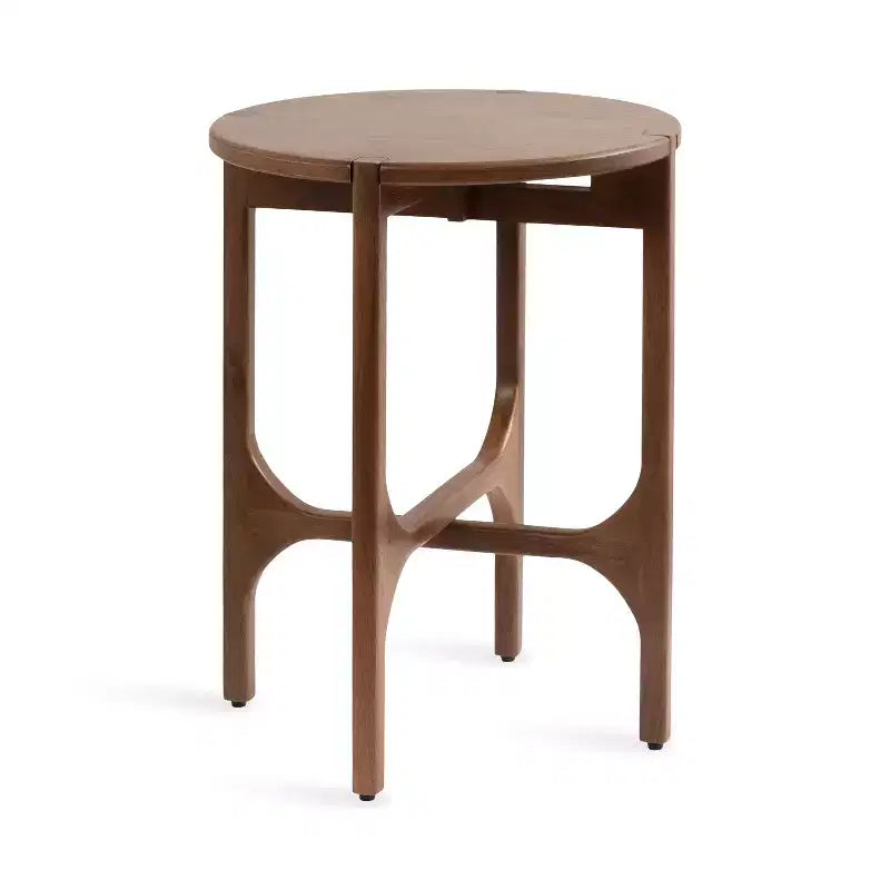Table d'appoint ronde en bois – Noir / Noyer, pieds arqués