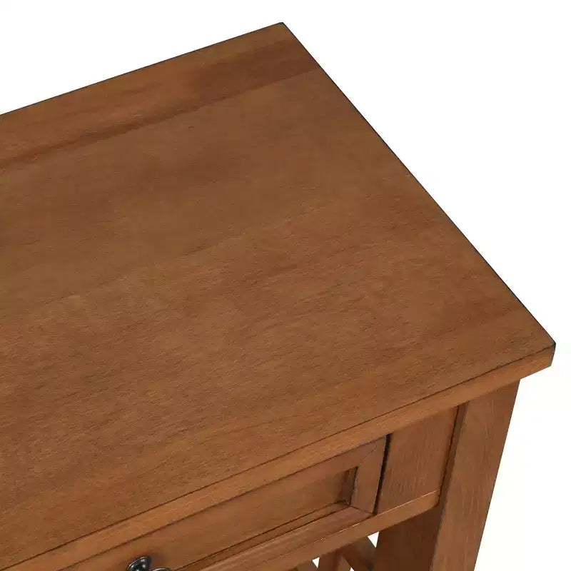 Console de ferme marron avec 4 tiroirs et étagère ouverte