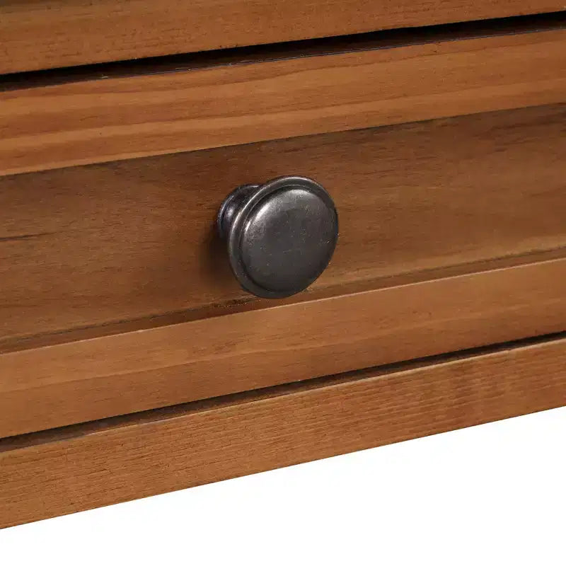 Console de ferme marron avec 4 tiroirs et étagère ouverte