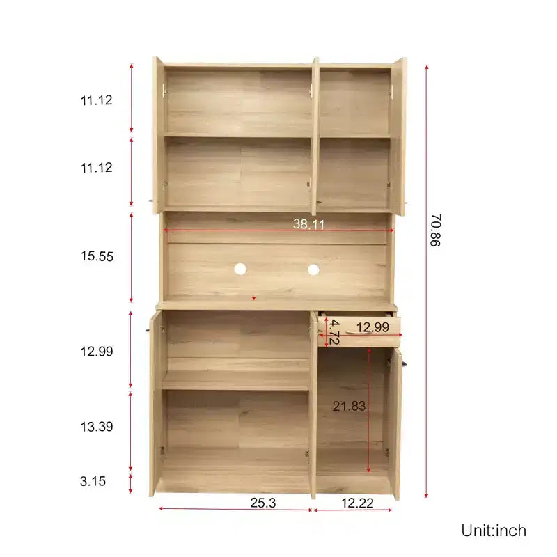 Armoire haute de rangement – 6 portes et 1 tiroir, multi-pièces (noir / chêne / noyer / blanc)
