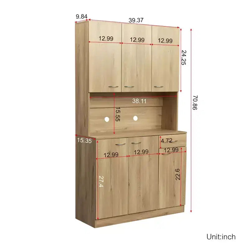 Armoire haute de rangement – 6 portes et 1 tiroir, multi-pièces (noir / chêne / noyer / blanc)
