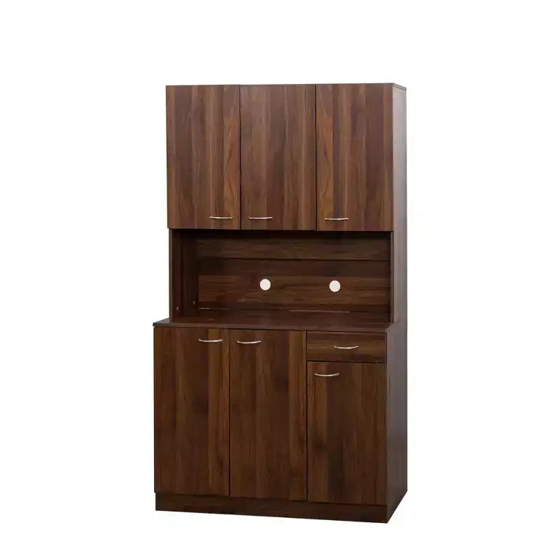 Armoire haute de rangement – 6 portes et 1 tiroir, multi-pièces (noir / chêne / noyer / blanc)
