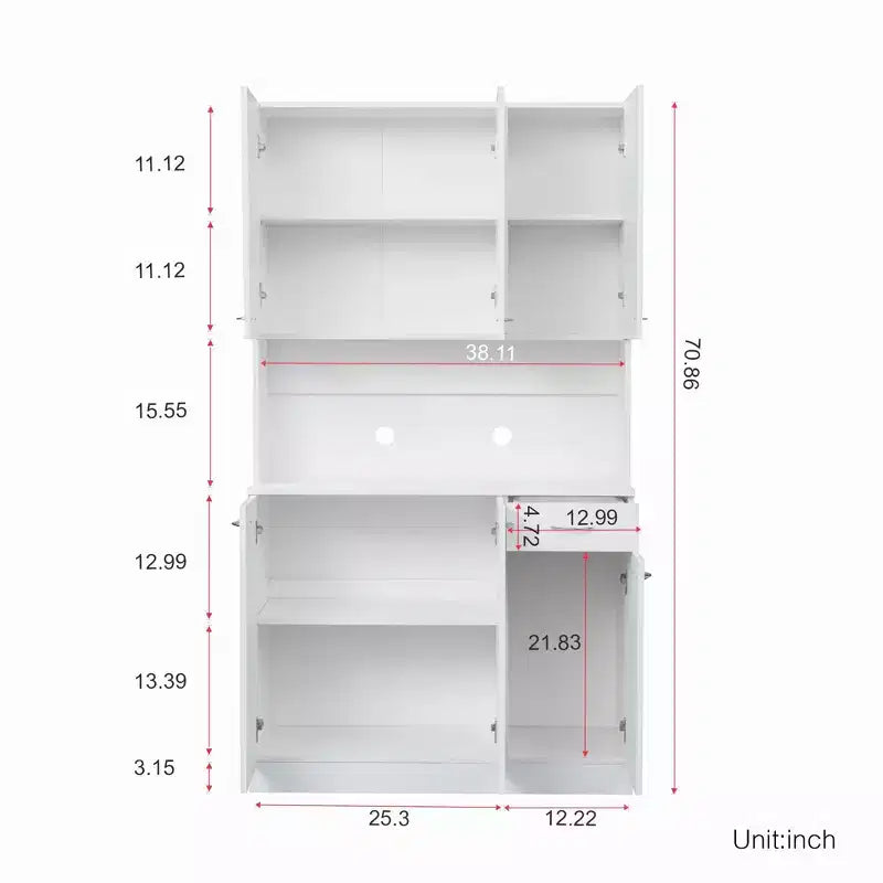 Armoire haute de rangement – 6 portes et 1 tiroir, multi-pièces (noir / chêne / noyer / blanc)