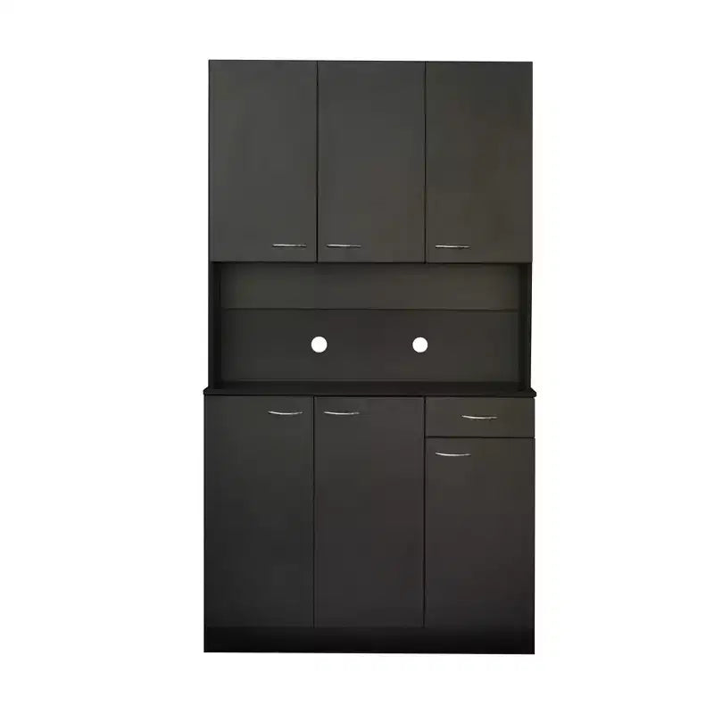 Armoire haute de rangement – 6 portes et 1 tiroir, multi-pièces (noir / chêne / noyer / blanc)