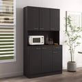 Armoire haute de rangement – 6 portes et 1 tiroir, multi-pièces (noir / chêne / noyer / blanc)