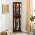 Vitrine d'angle en merisier/chêne/noyer avec portes vitrées et étagères réglables, vitrine à 2 portes