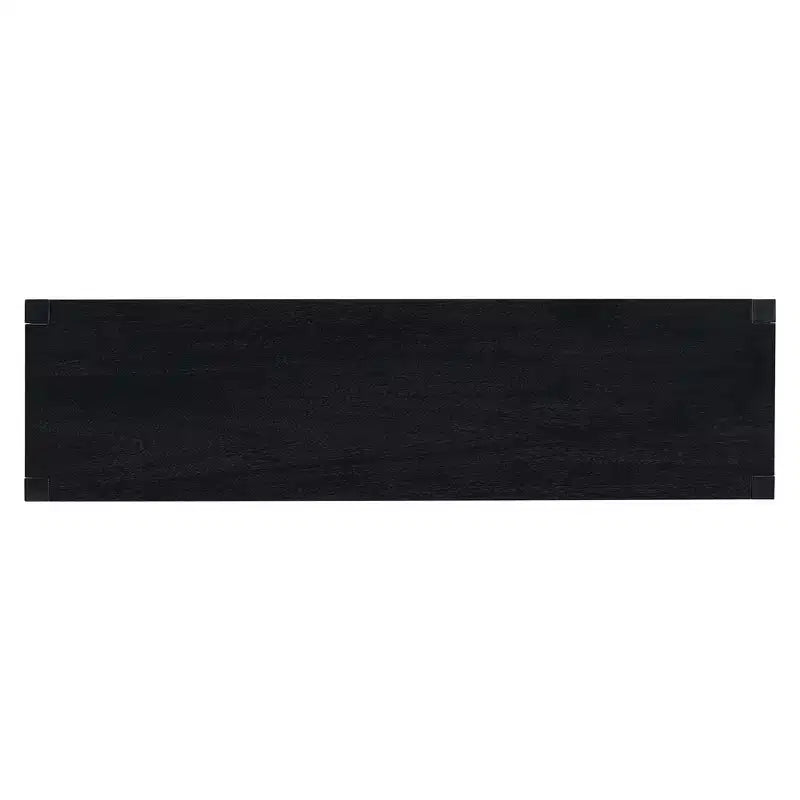 Table console noire avec 4 tiroirs, étagère ouverte, 152 cm – 1 personne