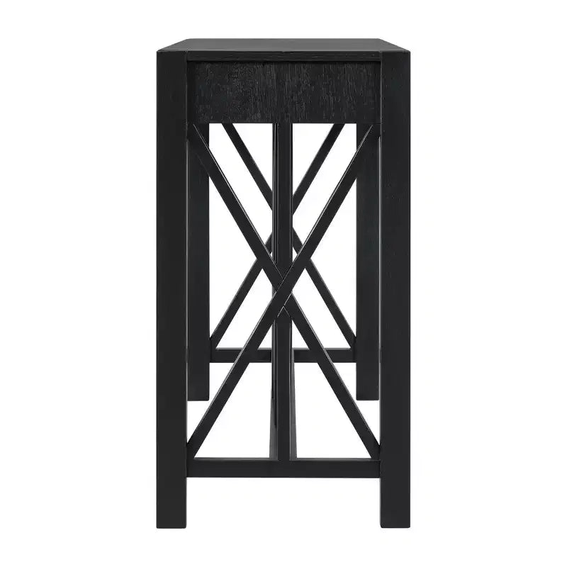 Table console noire avec 4 tiroirs, étagère ouverte, 152 cm – 1 personne
