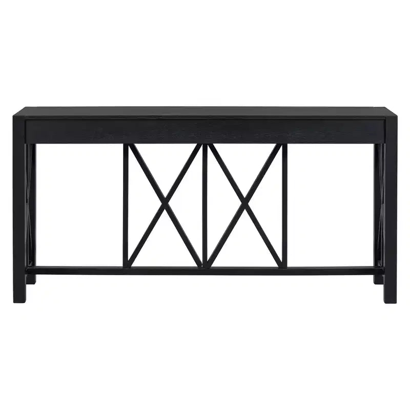 Table console noire avec 4 tiroirs, étagère ouverte, 152 cm – 1 personne