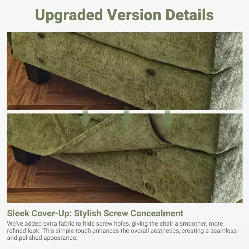 Canapé en chenille 120 po avec pouf, accoudoirs rembourrés, 3 places, brun/gris/vert/orange