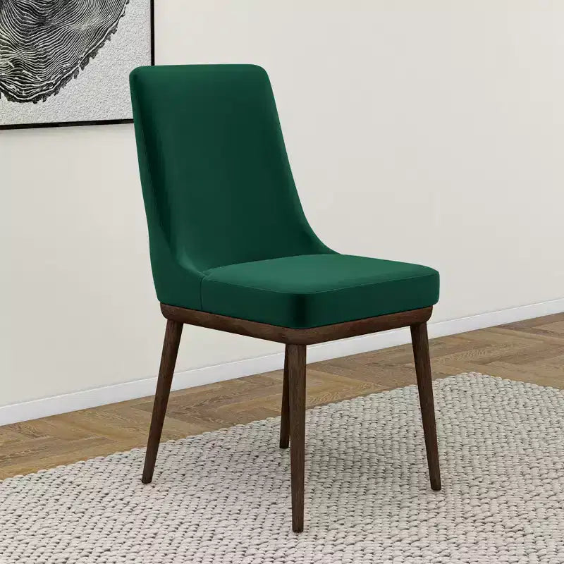 Chaises de salle à manger en velours vert/gris, dossier bas sans accoudoirs, lot de 2