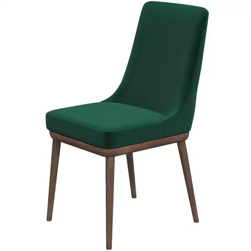 Chaises de salle à manger en velours vert/gris, dossier bas sans accoudoirs, lot de 2