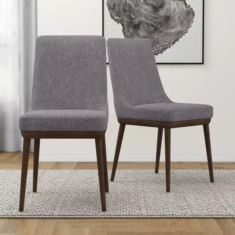 Chaises de salle à manger en velours vert/gris, dossier bas sans accoudoirs, lot de 2