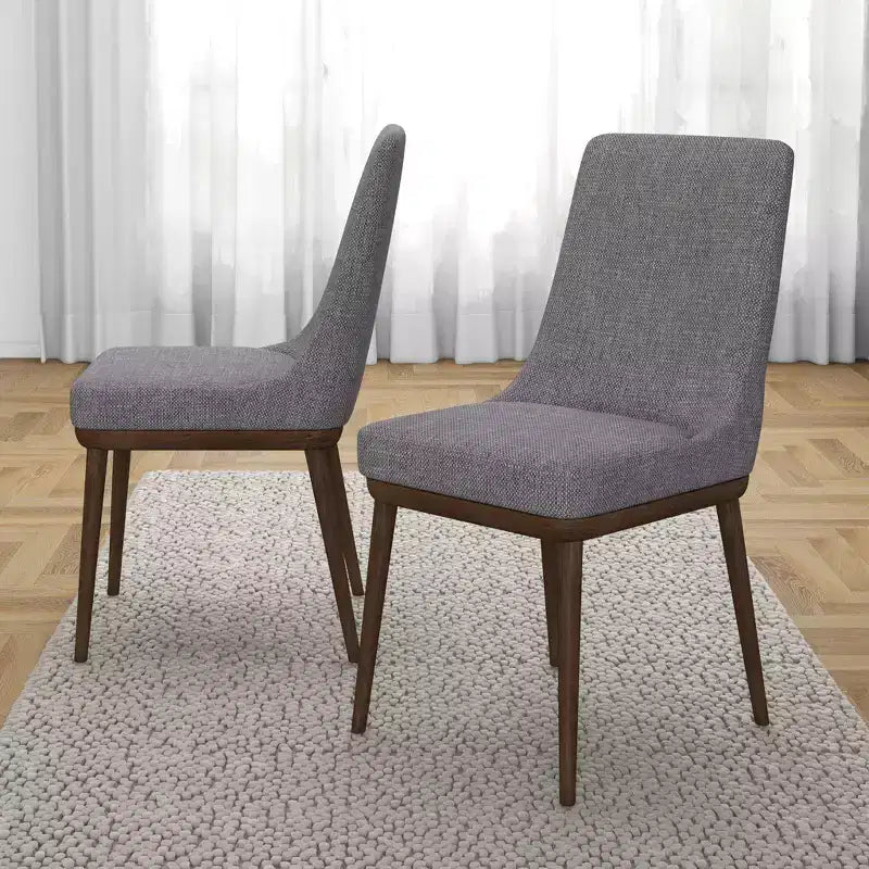 Chaises de salle à manger en velours vert/gris, dossier bas sans accoudoirs, lot de 2