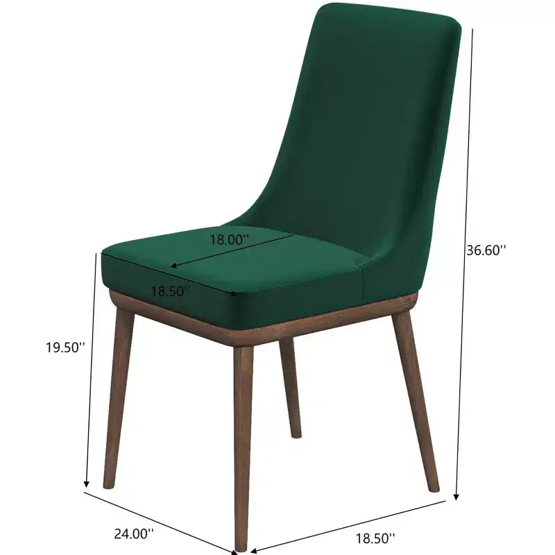 Chaises de salle à manger en velours vert/gris, dossier bas sans accoudoirs, lot de 2
