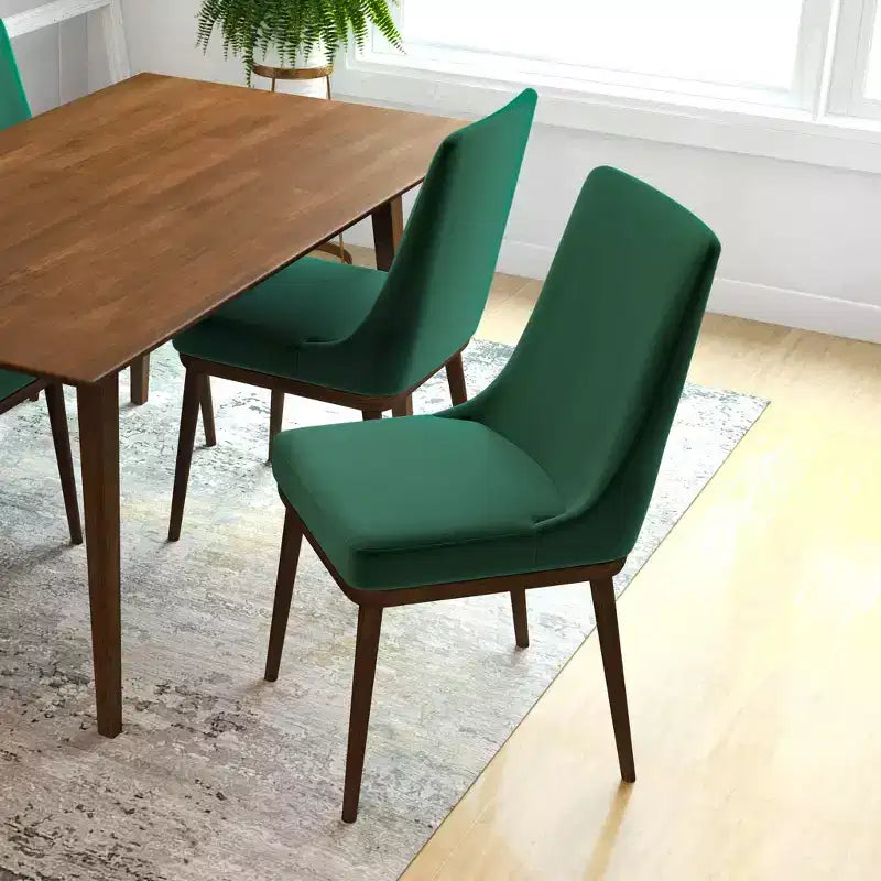 Chaises de salle à manger en velours vert/gris, dossier bas sans accoudoirs, lot de 2