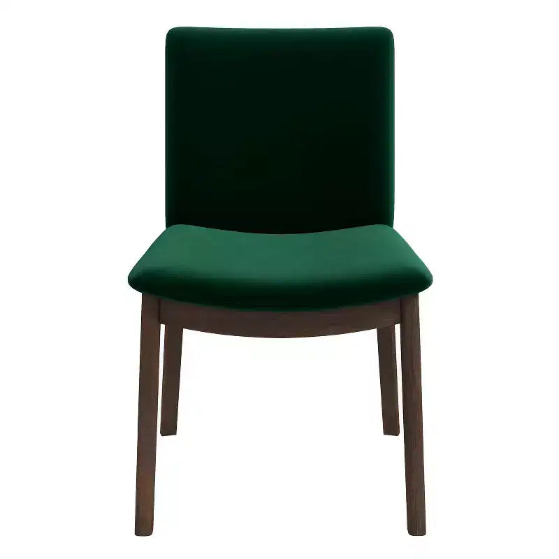 Chaises de salle à manger en velours vert/gris, dossier bas sans accoudoirs, lot de 2