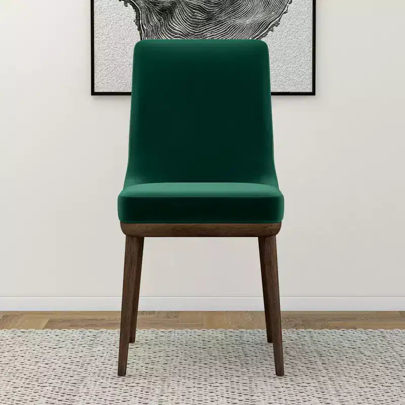 Chaises de salle à manger en velours vert/gris, dossier bas sans accoudoirs, lot de 2
