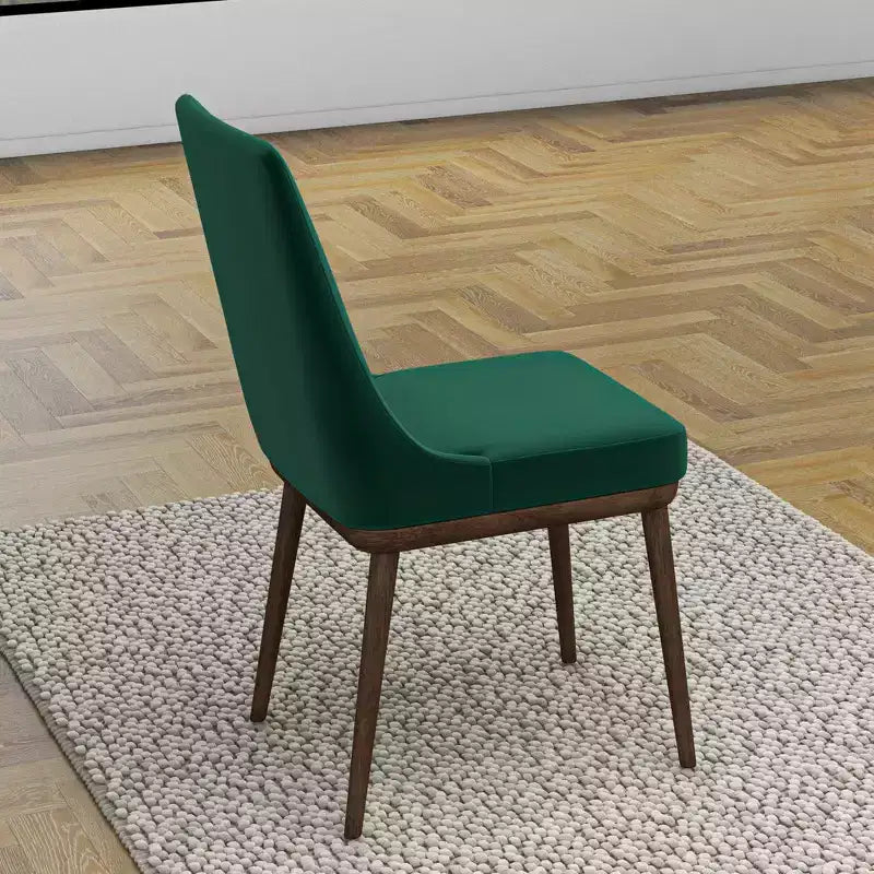 Chaises de salle à manger en velours vert/gris, dossier bas sans accoudoirs, lot de 2