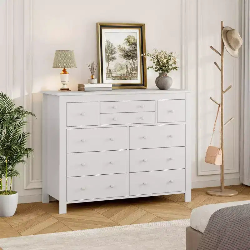 Commode à 10 tiroirs noire/blanche, lot de 2, pour 1 personne