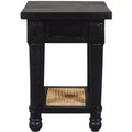 HomeRoots 20 Black And Natural Solid Wood And Cane Square End Table With Shelf