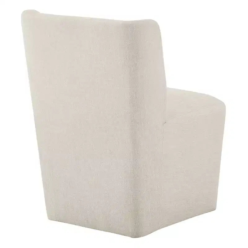 Chaise de salle à manger sans accoudoirs en tissu couleur kaki/lin avec roulettes, 1 place